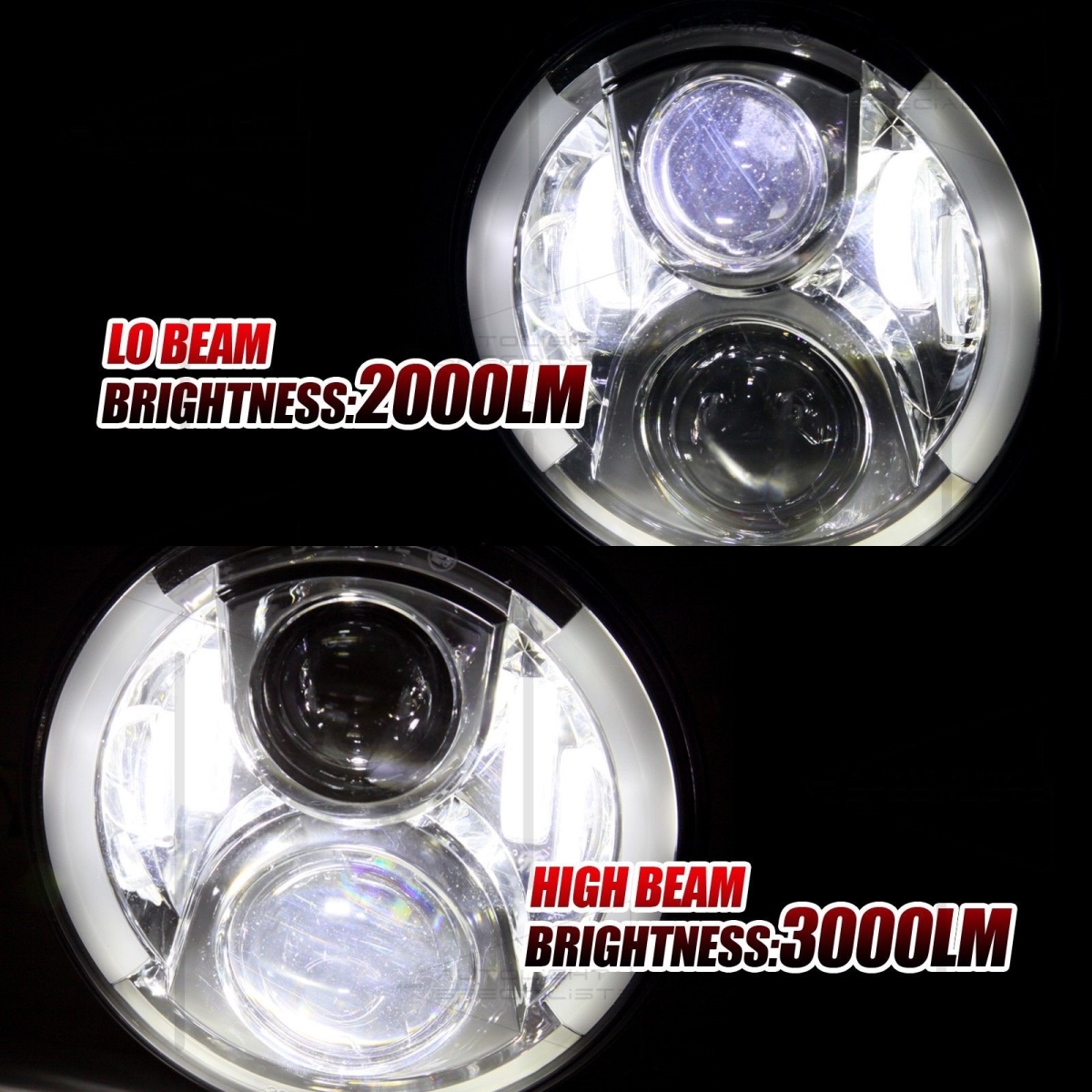 GP-LED9-137 7 in. H6014 Round Conversion 60 W LED High - Low Seal Beam Headlight Lamps