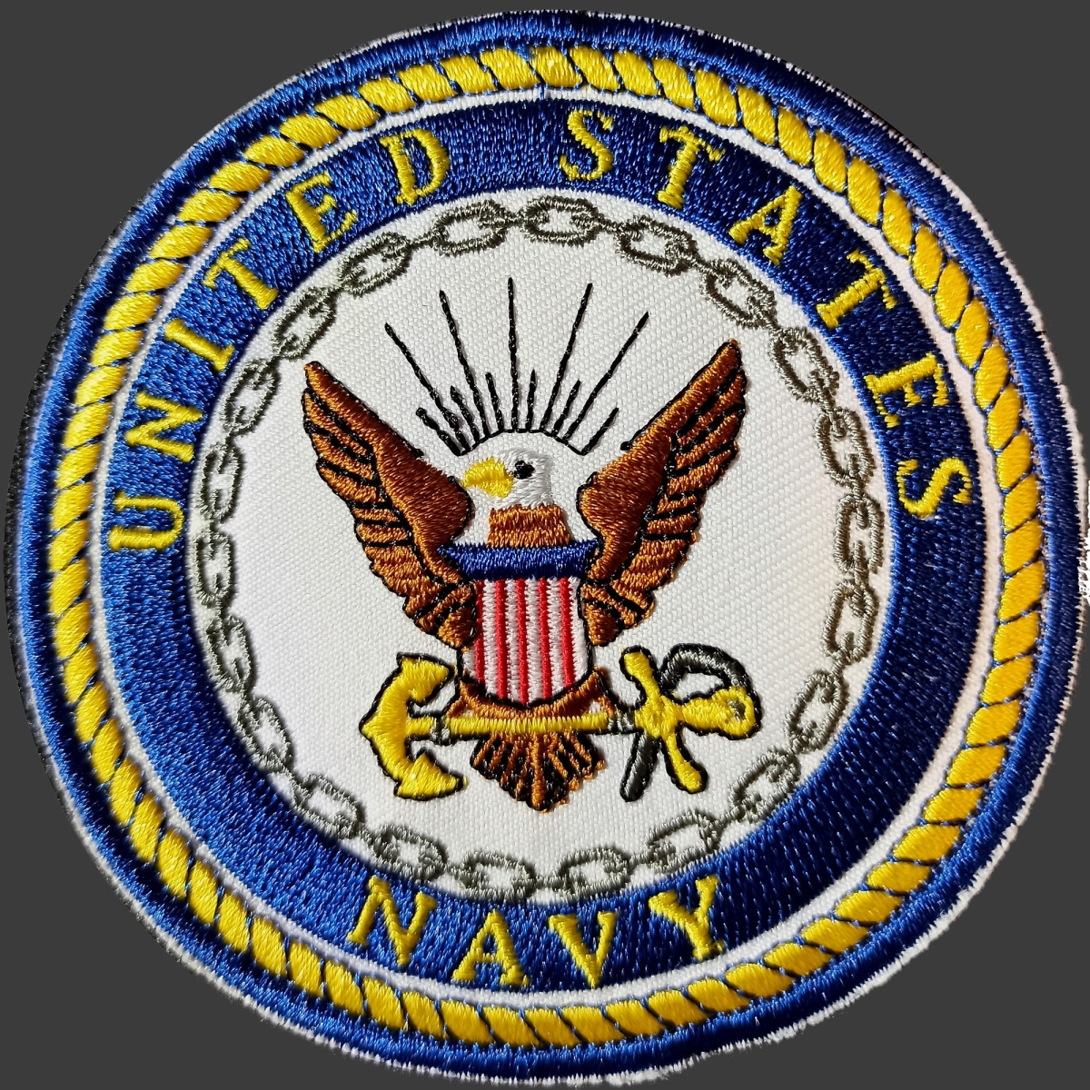 cloth hook and eye  3.5 in. Dia. United States Navy Embroidered Patch