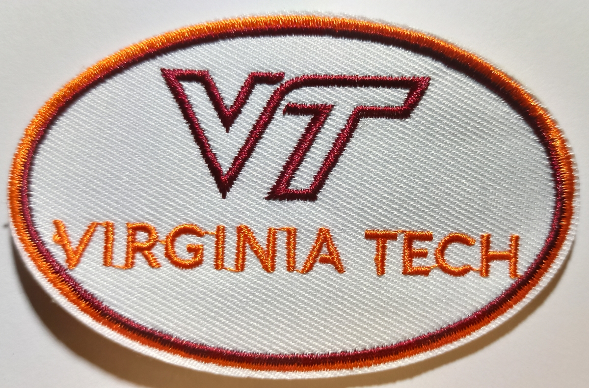 cloth hook and eye  3.5 x 2.75 in. NCAA Virginia Tech Hokies Embroidered Patch