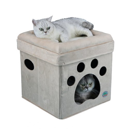 Picture of Go Pet Club F880 Comfy Paw Print Cube Cat Bed