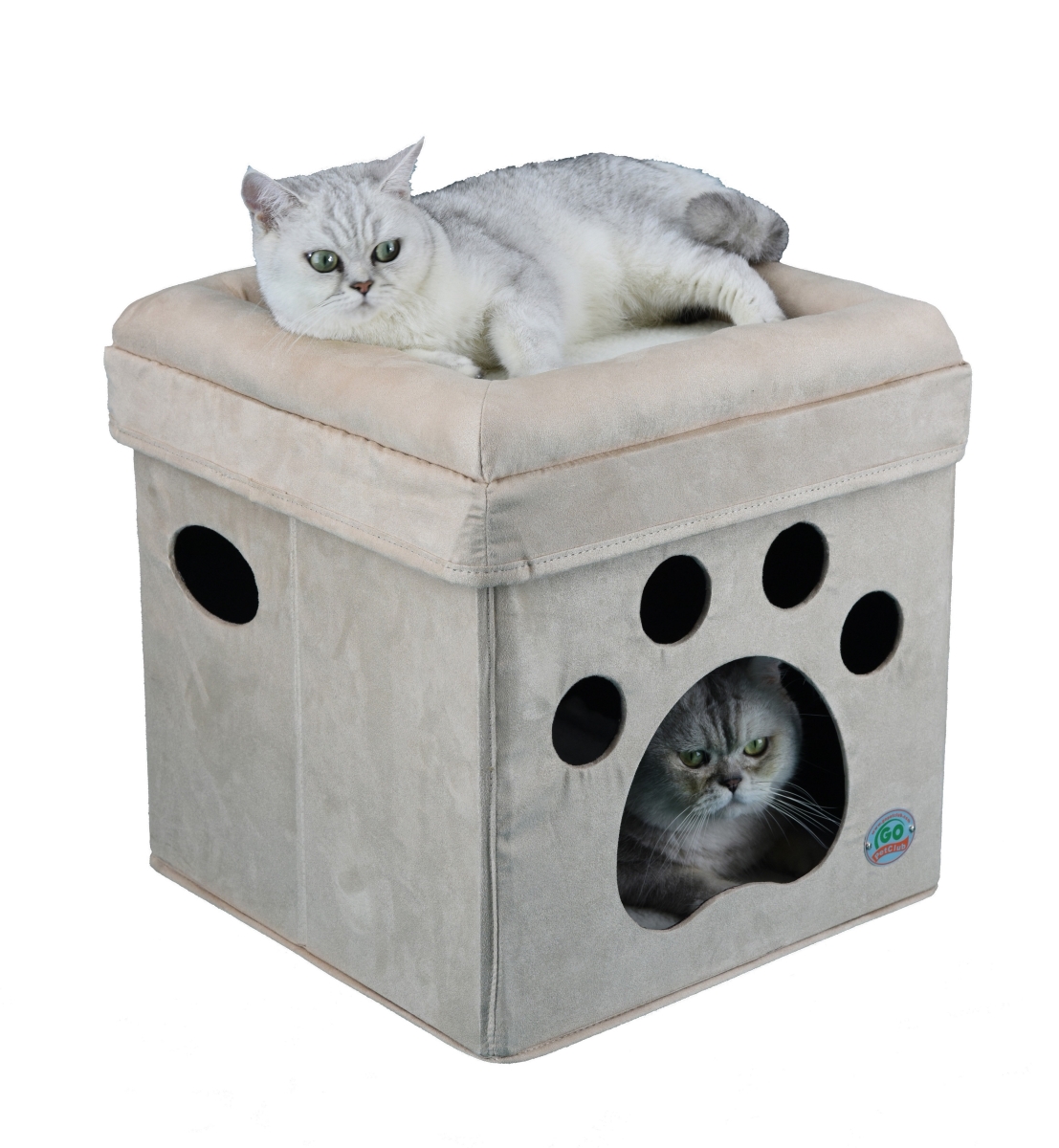 Picture of Go Pet Club F881 Comfy Cat Cube Bed Paw Print