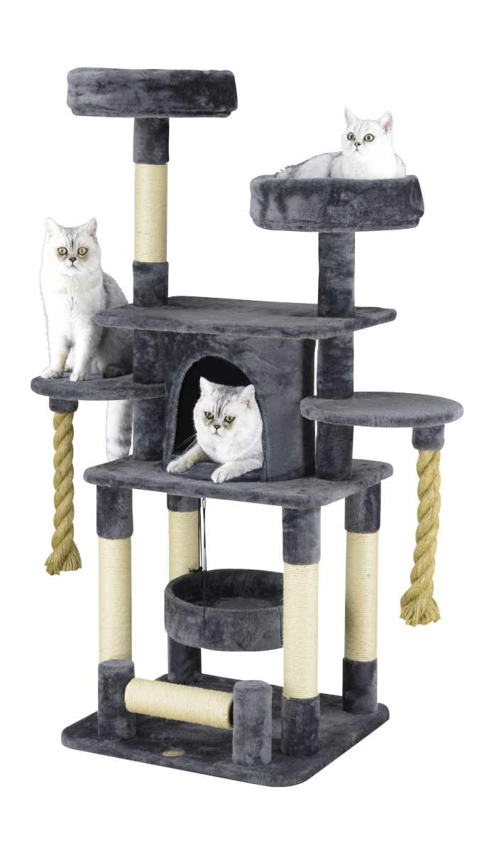 Picture of Go Pet Club F825 57.5 in. Jungle Rope Cat Tree House with Sisal Covered Posts & Two Ropes&#44; Slate Grey