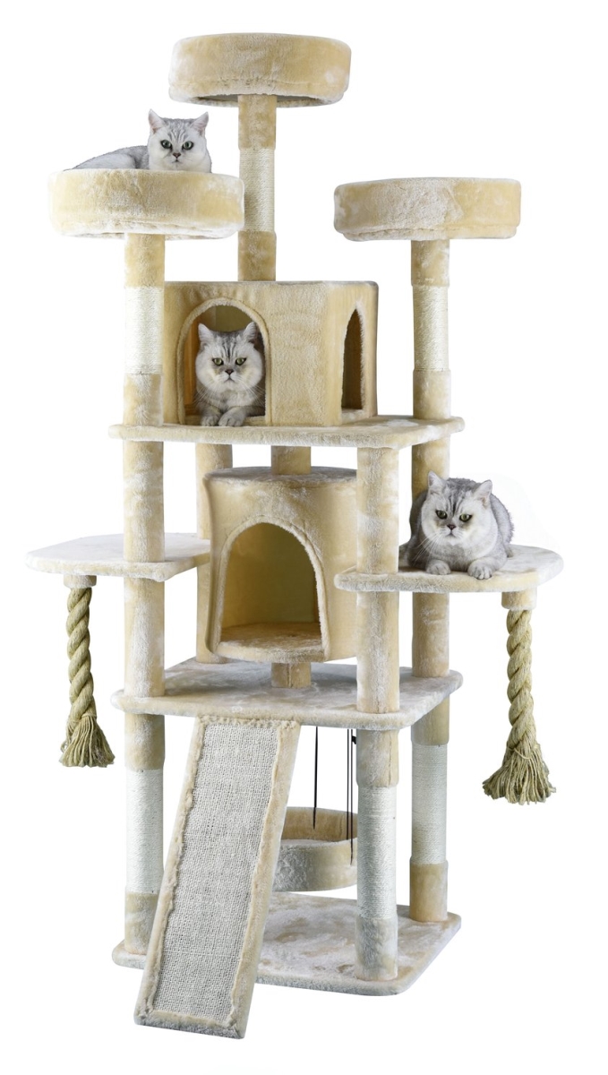 Picture of Go Pet Club F828 70 in. Jungle Rope Cat Tree House with Sisal Covered Scratchers, Beige