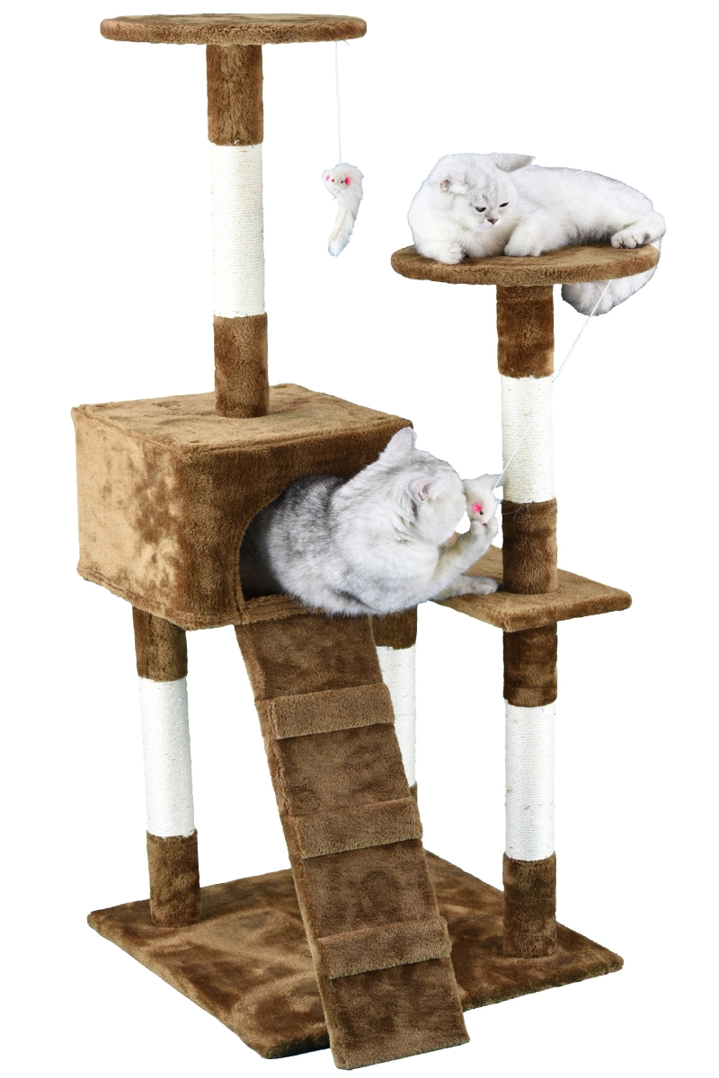 Picture of Go Pet Club HC-014 51 in. Economical Cat Tree Condo with Sisal Covered Posts&#44; Beige & Brown