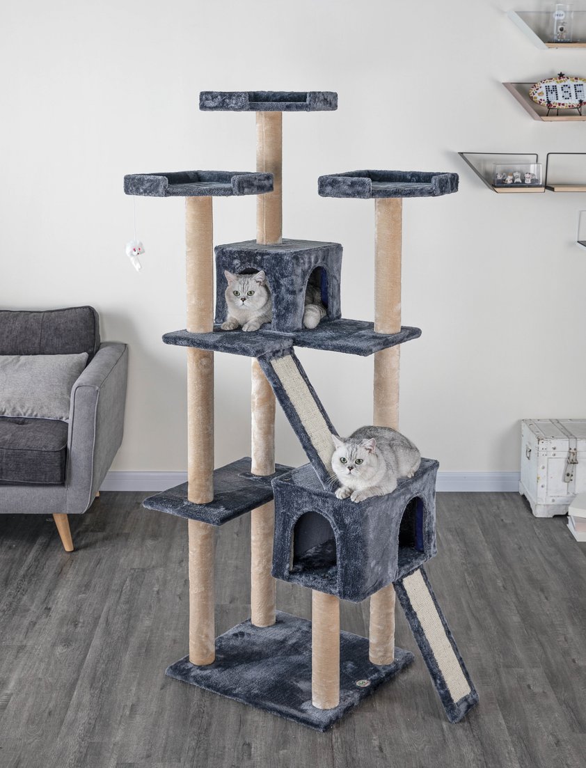 Picture of Go Pet Club F726 71 in. Kitten Cat Tree House with Sisal Scratching Board, Gray