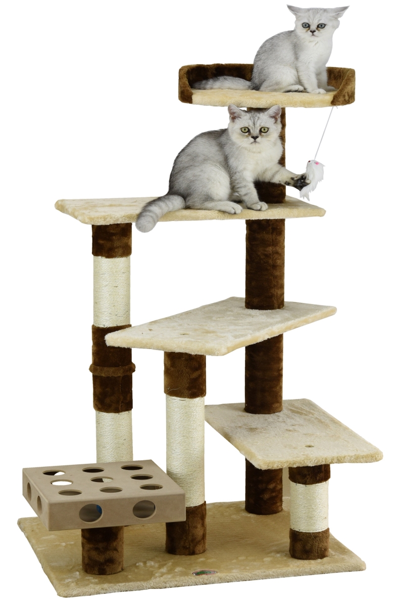 Picture of Go Pet Club SF068 45 in. IQ Busy Box Cat Free with Sisal Covered Scratching Posts&#44; Beige & Brown