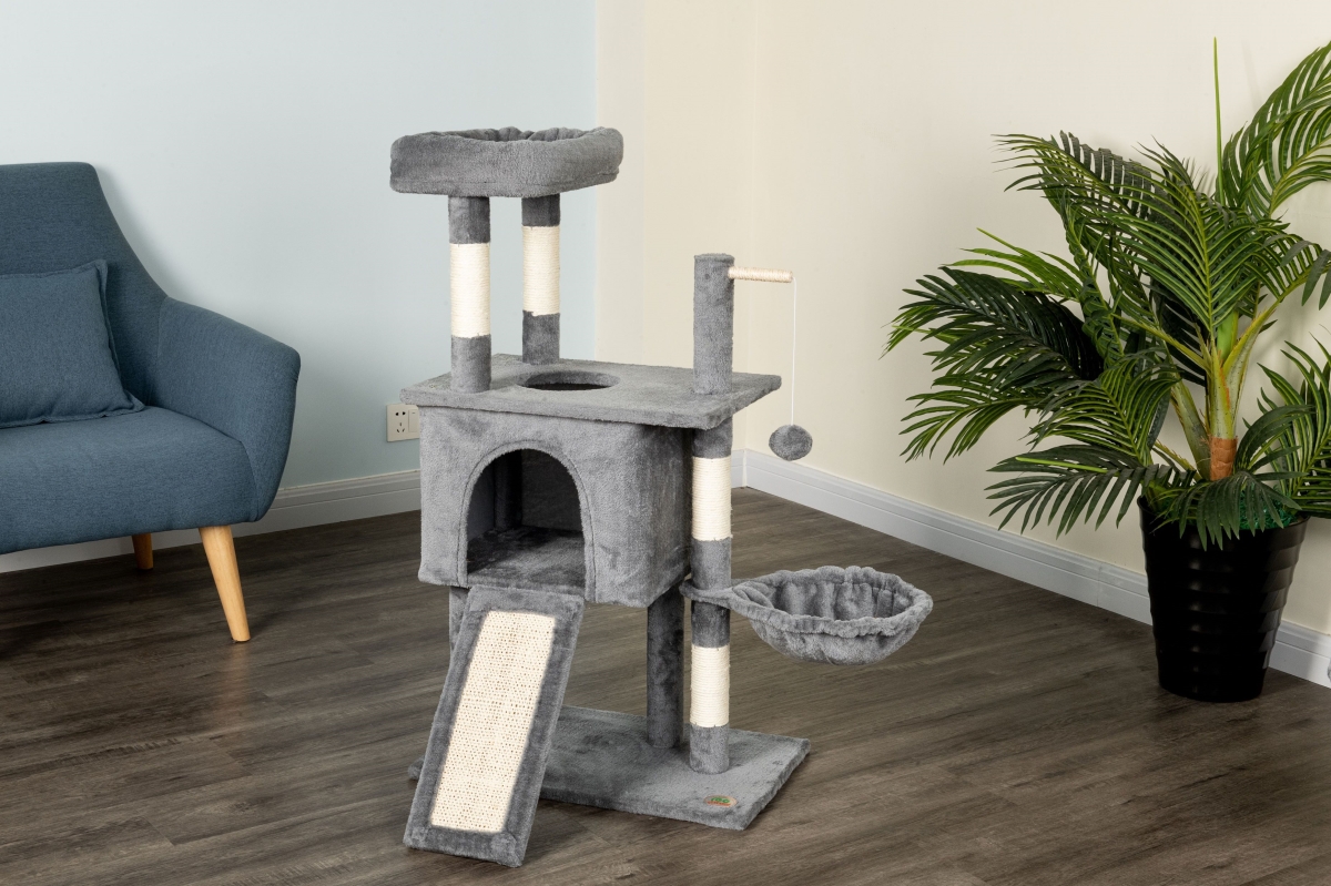 Picture of Go Pet Club FS801 Everyday Value 38in Three Level Cat Tree Tower&#44; Gray