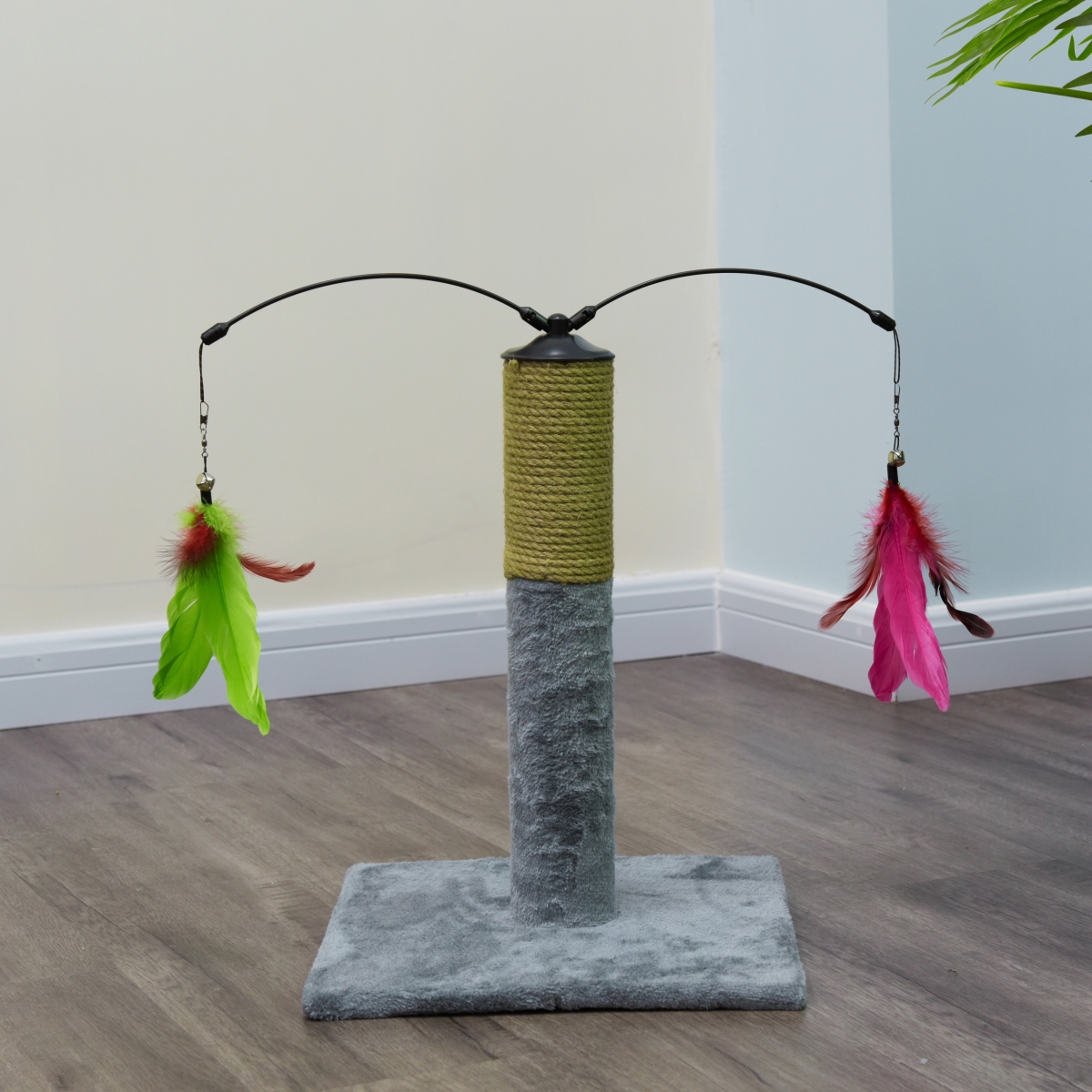 Picture of Go Pet Club FS810 Everyday Value 19in Scratching Post with Interactive Hanging Toy&#44; Gray