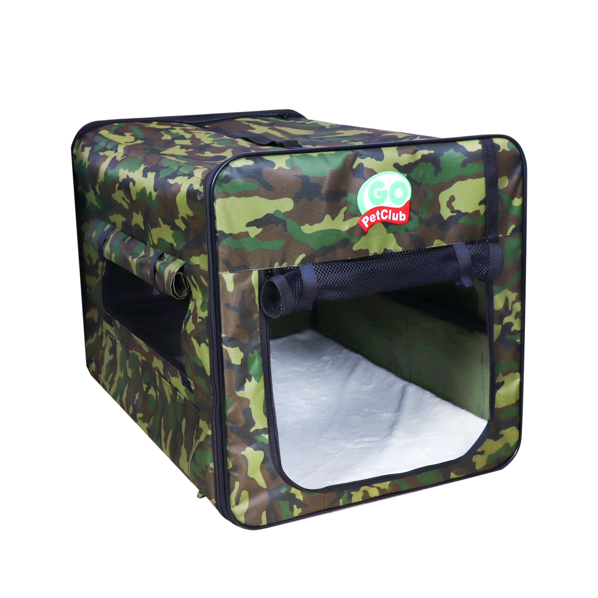 Picture of Go Pet Club AF18 Go Pet Club 18&apos; Soft Collapsible Dog Crate&#44; Portable Pet Carrier&#44; Thick Padded Pet Travel Crate for Indoor & Outdoor&#44; Foldable Kennel Cage with Durable Mesh Windows&#44; Forest Green Camo