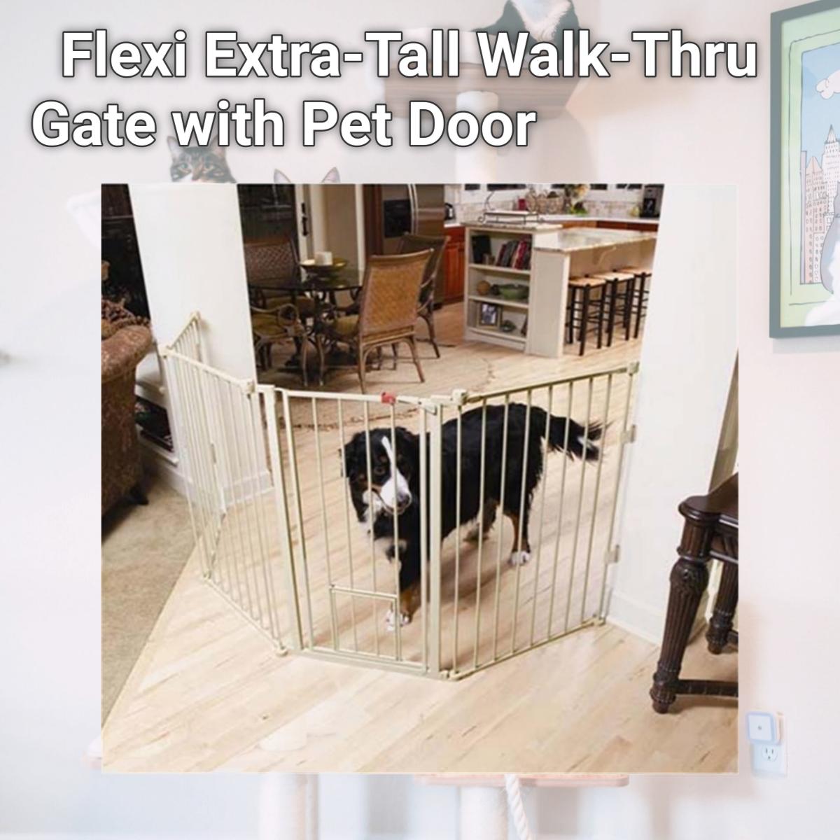 Picture of Carlson 1510HPW Flexi Extra-Tall Walk-Thru Gate with Pet Door
