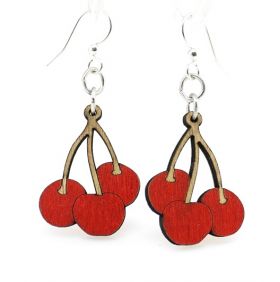 Picture of Green Tree Jewelry 1133 1.2 x 0.8 in. Cherry Earrings&#44; Cherry Red