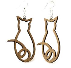 Picture of Green Tree Jewelry 1134 2 x 1.3 in. Cat Outline Earrings&#44; Tan