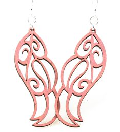 Picture of Green Tree Jewelry 1135 2.1 x 1.8 in. Feather Dangle Earrings&#44; Pink