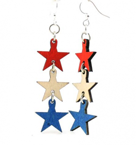 Picture of Green Tree Jewelry 1145 1.808 x 0.632 in. USA Star Earrings&#44; Multi