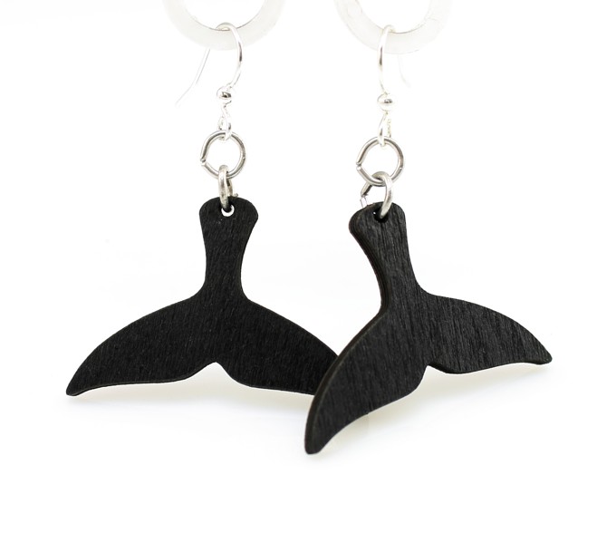 Picture of Green Tree Jewelry 1149 0.6 x 1.45 in. Whale Tail Earrings&#44; Black Satin