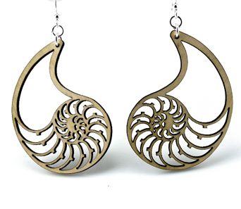 Picture of Green Tree Jewelry 1161 1.9 x 1.4 in. Nautilus Shell Earrings&#44; Gray