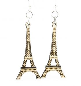Picture of Green Tree Jewelry 1168 1.35 x .65 in. Eiffel Tower Earrings&#44; Natural Wood