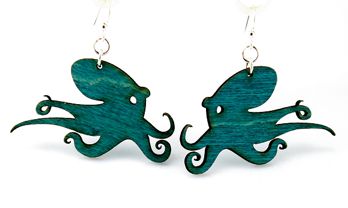 Picture of Green Tree Jewelry 1169 2 x 1.2 in. Octopus Earrings&#44; Teal