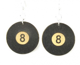 Picture of Green Tree Jewelry 1181 1 x 1 in. 8 Ball Earrings&#44; Black Satin