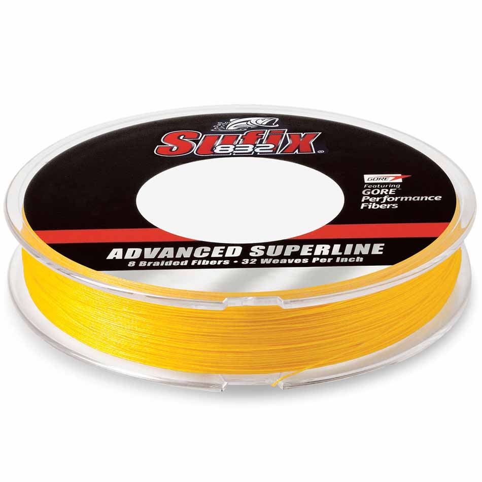 Sufix 832 Advanced Superline Braid Fishing Line 300-Yard Spool - Hi-Vis Yellow - 20 lb.