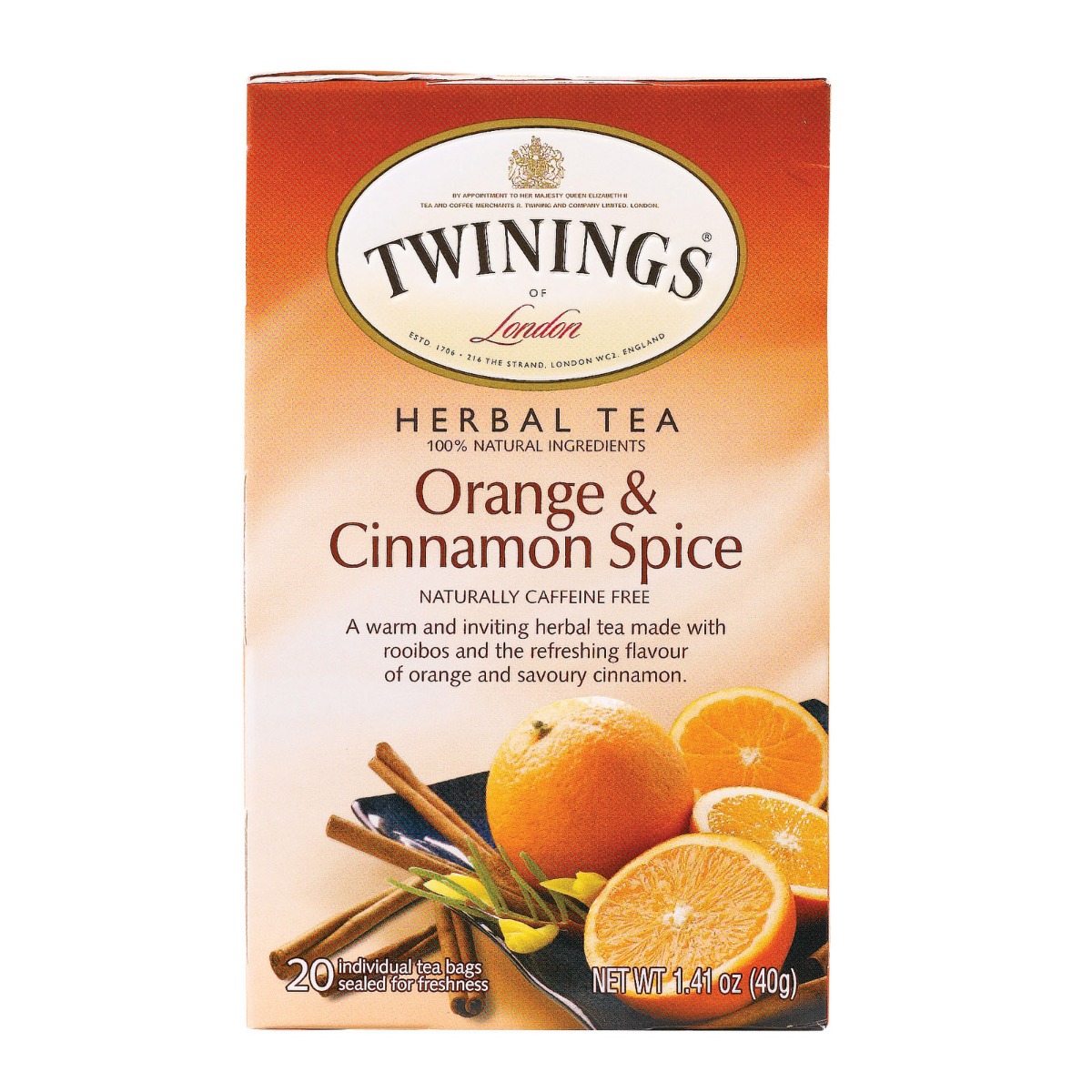Picture of Twining Tea KHLV00132621 Orange & Cinnamon Spice Herbal Tea&#44; 20 Bags
