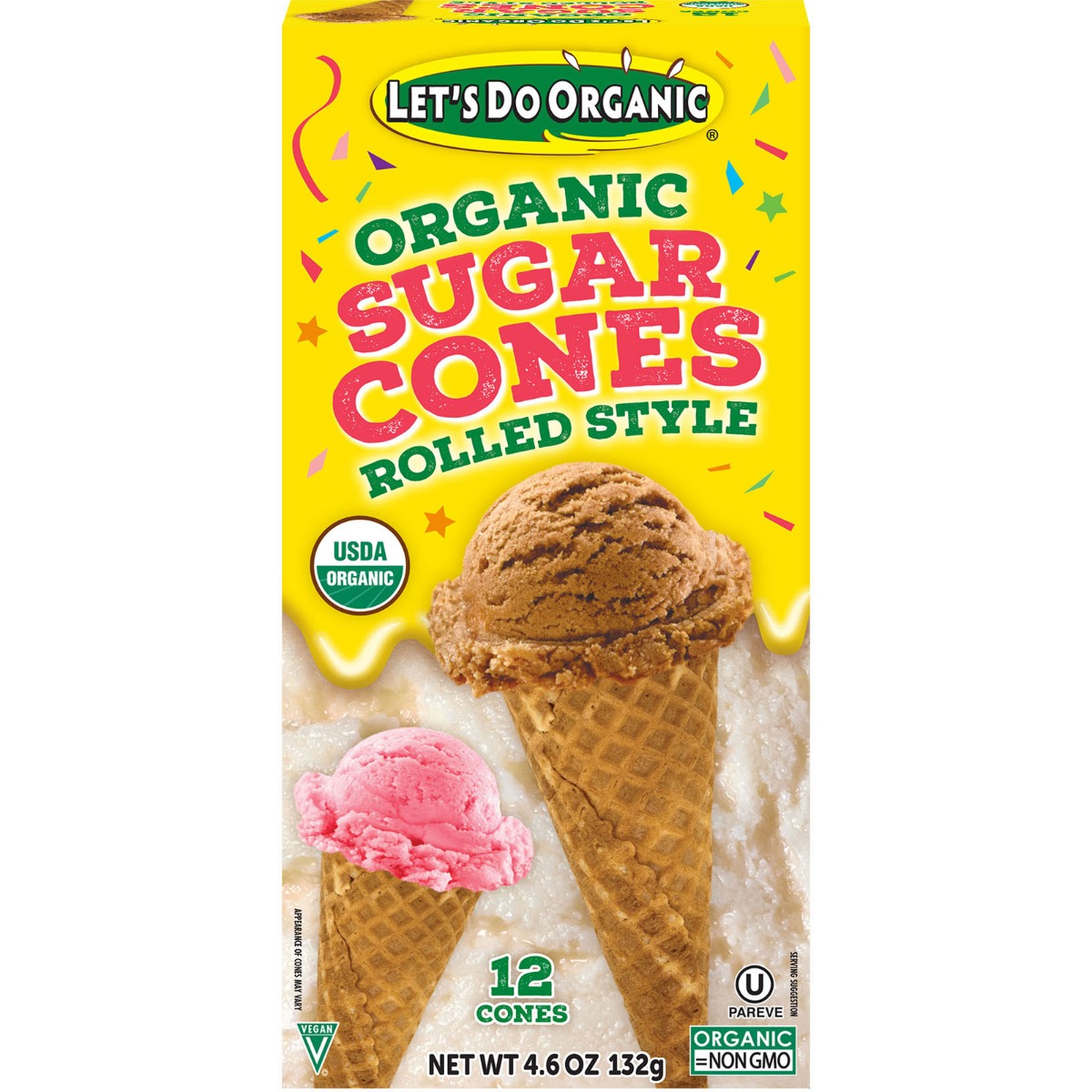 Picture of Lets Do KHLV00584219 Organic Ice Cream Sugar Cones Rolled Style, 4.6 oz
