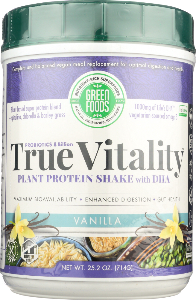 Picture of Green Foods KHFM00454496 25.2 oz True Vitality Plant Protein Shake with Dha Vanilla