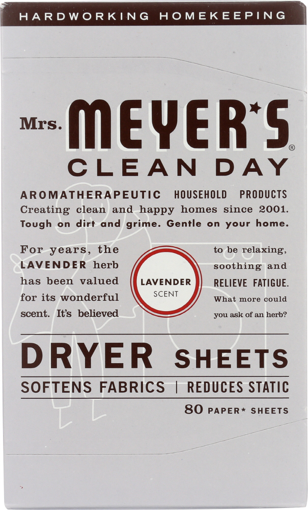 Picture of Mrs Meyers Clean Day KHFM00164244 Dryer Sheets - Lavender Scent - 80 Sheets
