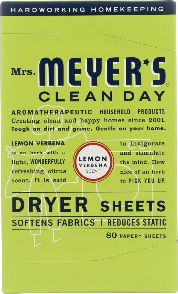 Picture of Mrs Meyers Clean Day KHFM00164251 Dryer Sheets - Lemon Verbena Scent - 80 Sheets