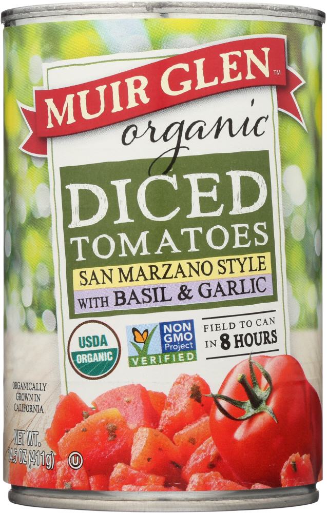 Picture of Muir Glen KHFM00733568 14.5 oz Organic Diced Tomatoes with Basil & Garlic