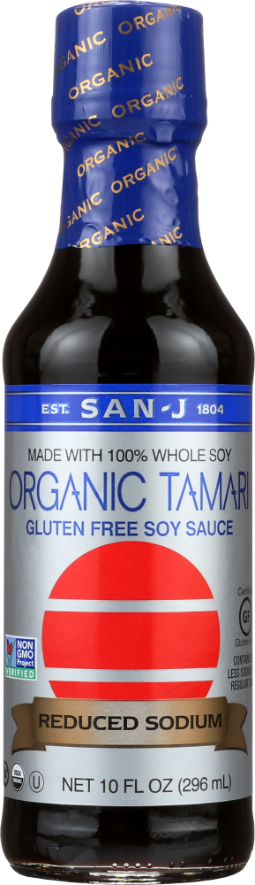 Picture of San J KHFM00810804 10 oz Organic Reduced Sodium Gluten Free Tamari Soy Sauce