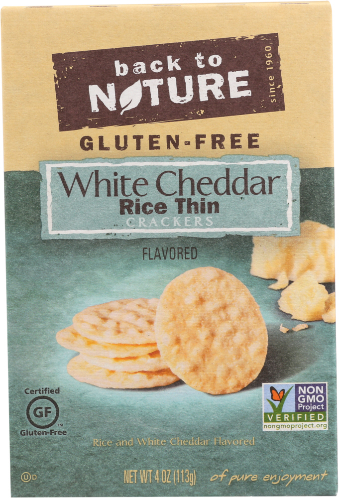 Picture of Back to Nature KHFM00709030 4 oz Gluten Free Rice Thins - White Cheddar