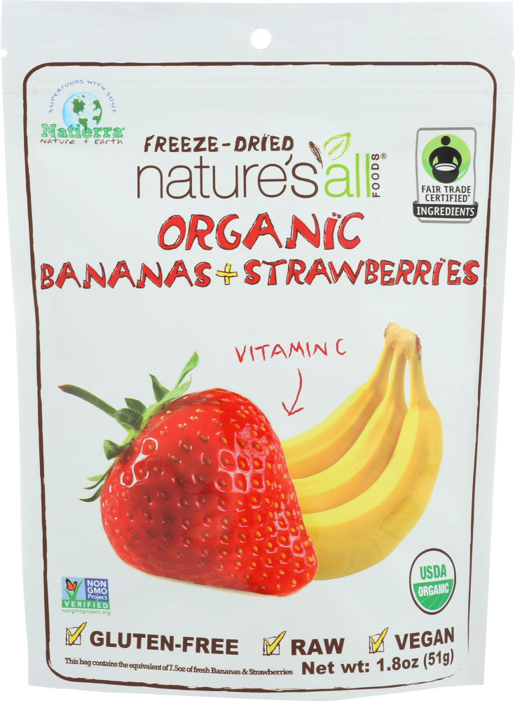 Picture of Natierra Natures All KHFM00099778 1.8 oz Organic Freeze Dried Bananas Plus Strawberries