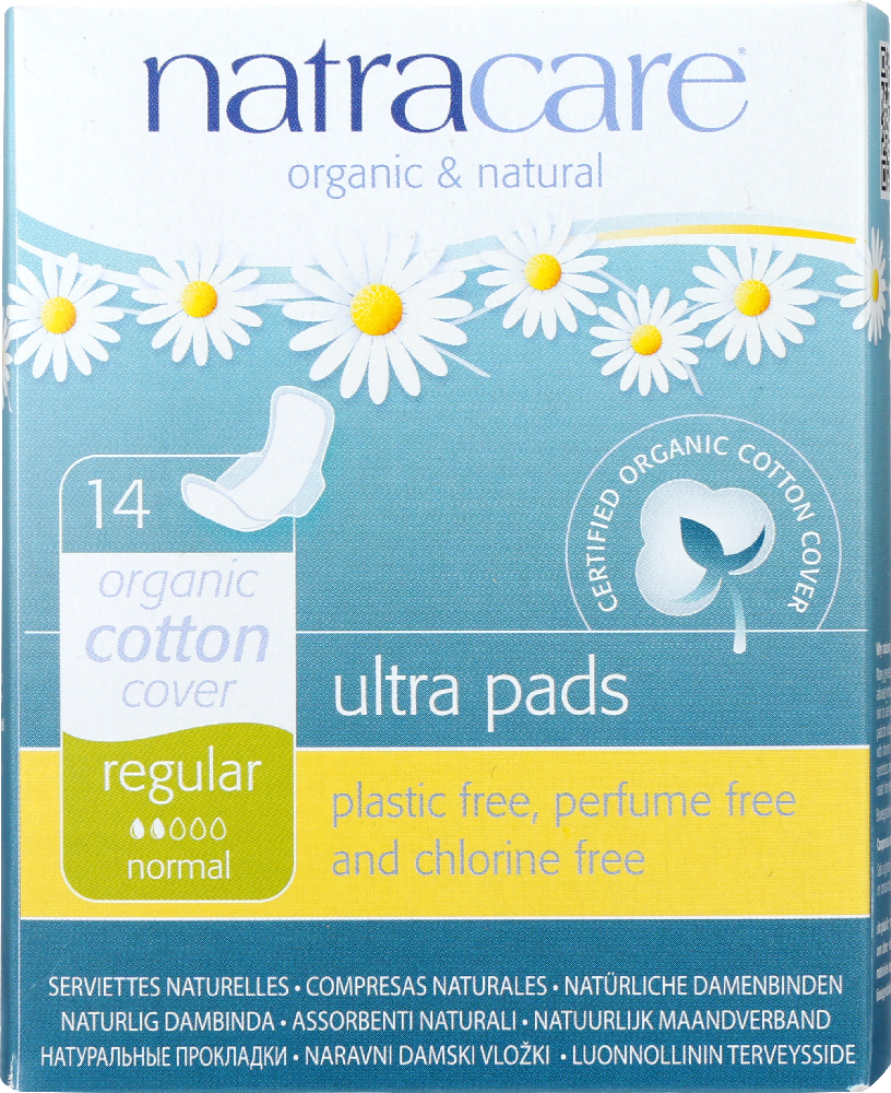 Picture of Natracare KHFM00583492 Organic & Natural Ultra Pads with Wings Cotton Cover - Regular - 14 Pads