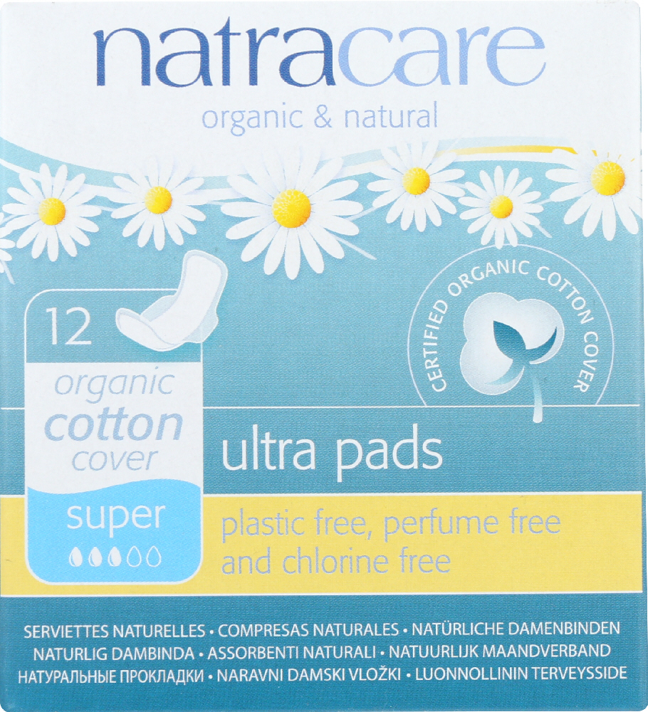 Picture of Natracare KHFM00594796 Cotton Cover Super Natural Ultra Pads - 12 Pads