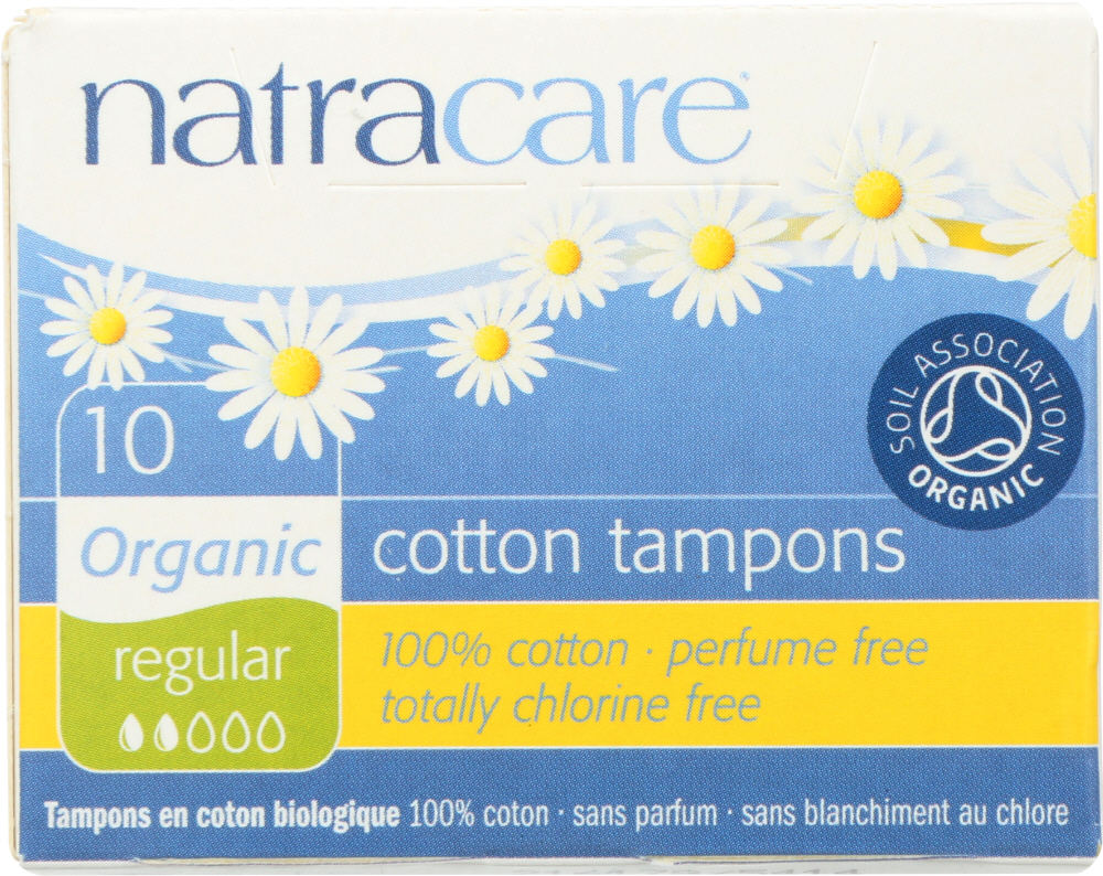 Picture of Natracare KHLV00497982 Regular Non-Applicator Organic Cotton Tampons - 10 Piece