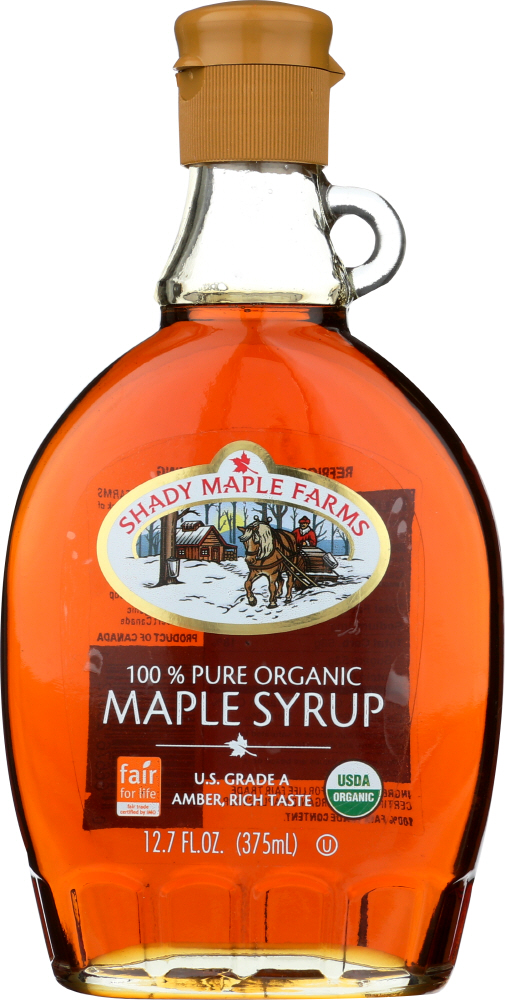 Picture of Shady Maple Farms KHFM00815027 12.7 oz Organic Grade A Dark Maple Glass Syrup