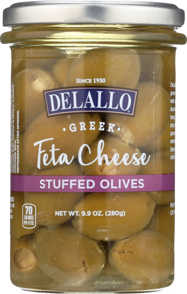 Picture of Delallo KHLV00332621 9.9 oz Feta Stuffed Green Greek Olives
