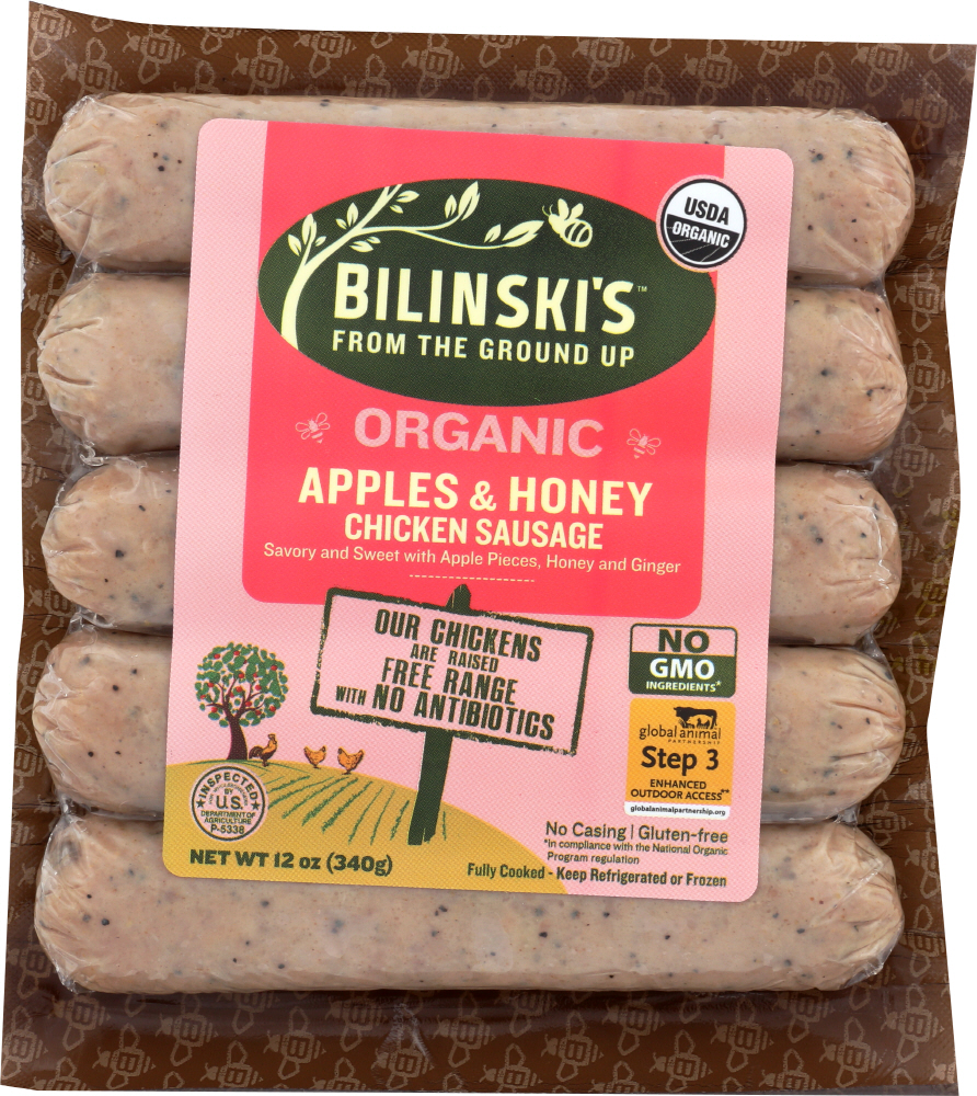 Picture of Bilinskis KHLV01252147 12 oz Organic Apples & Honey Chicken Sausage