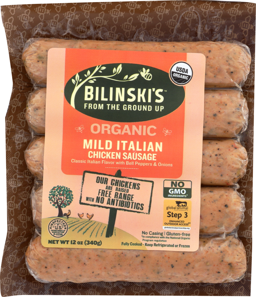 Picture of Bilinskis KHLV01252154 12 oz Organic Mild Italian Chicken Sausage
