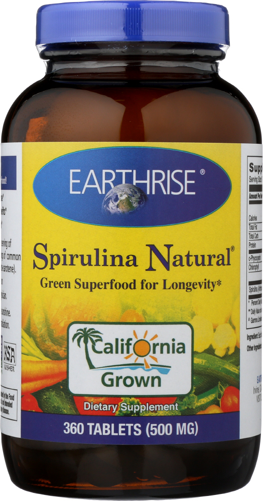 Picture of Earthrise KHFM00335190 500 mg Spirulina Natural Green Super Food for Longevity - 360 Tablets