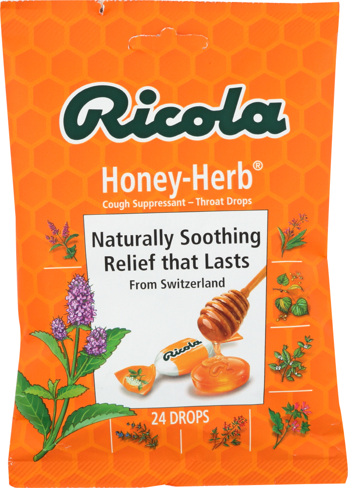 Picture of Ricola KHFM00267666 Natural Herb Throat Drops - Honey Herb - 24 Piece