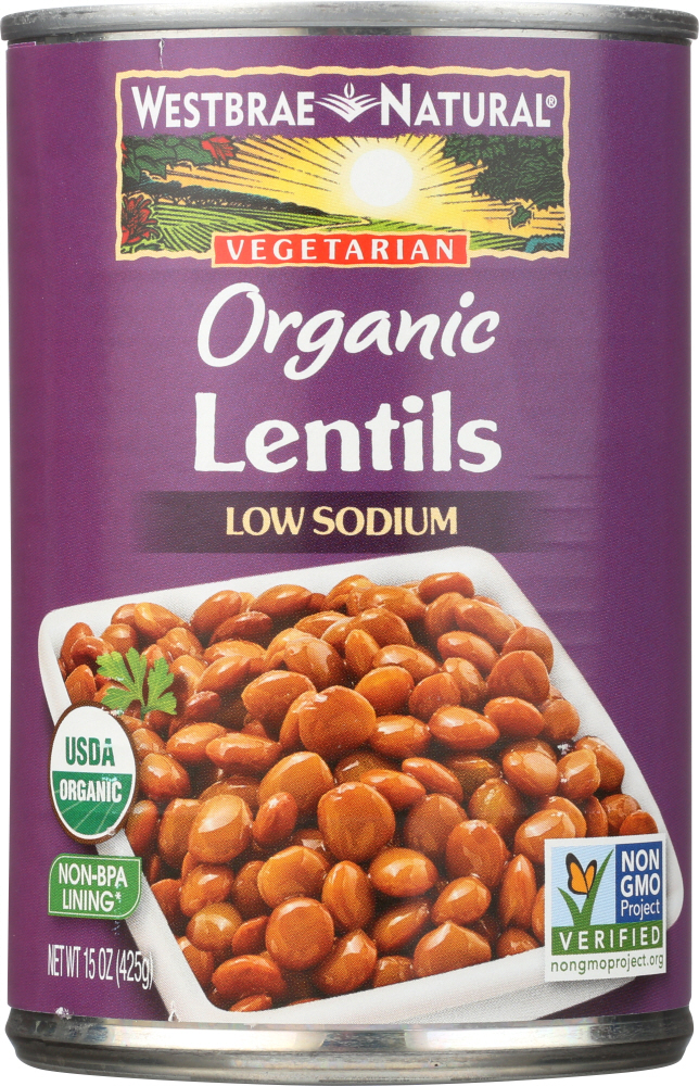 Picture of Westbrae KHFM00936302 15 oz Vegetarian Organic Lentil Beans