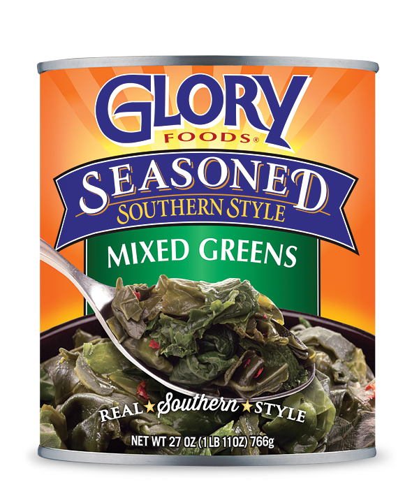 Picture of Glory Foods KHLV00020622 Seasoned Mixed Greens - 27 oz