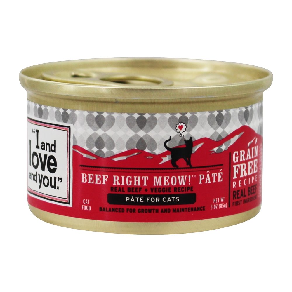 Picture of I & Love & You KHLV00133381 3 oz Beef Right Meow in Can Cat Food