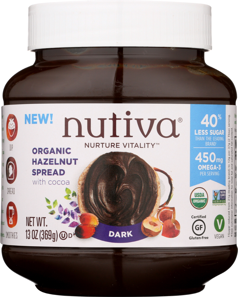 Picture of Nutiva KHFM00279440 13 oz Organic Hazelnut Dark Spread