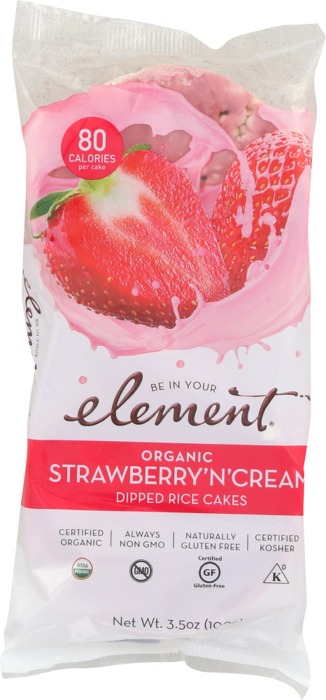 Picture of Element Snacks KHFM00302146 3.5 oz Organic Strawberry N Cream Dipped Rice Cakes