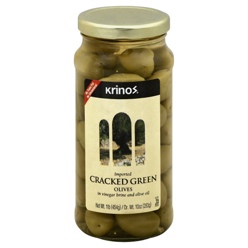 Picture of Krinos KHLV00617026 16 oz Green Cracked Olives