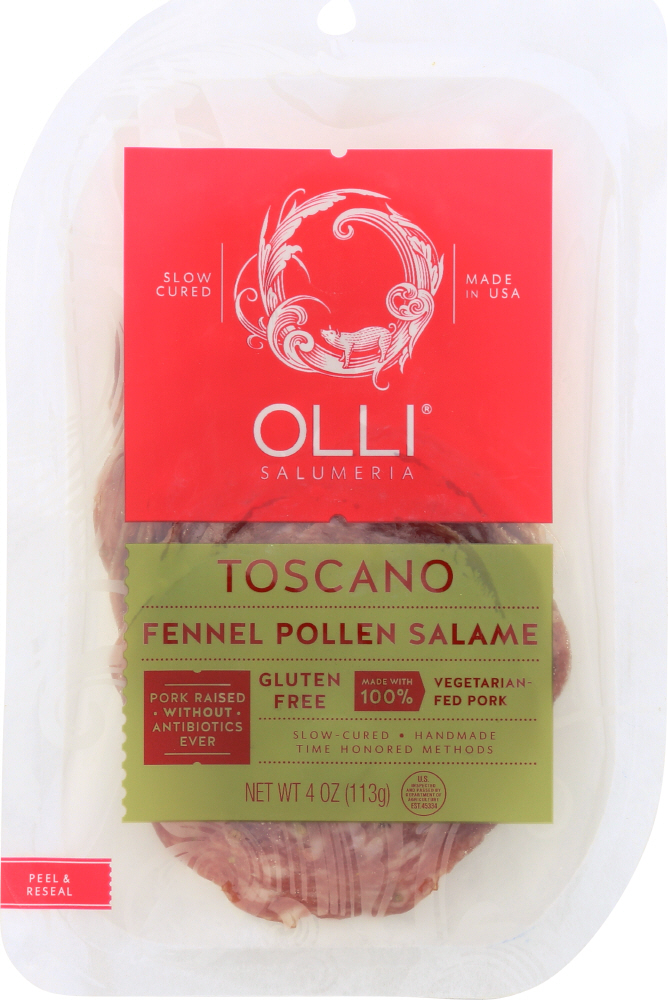 Picture of Olli Salumeria KHCH00294107 4 oz Toscano Fennel Pollen Salame Pre-Sliced Vegetarian Fed Pork