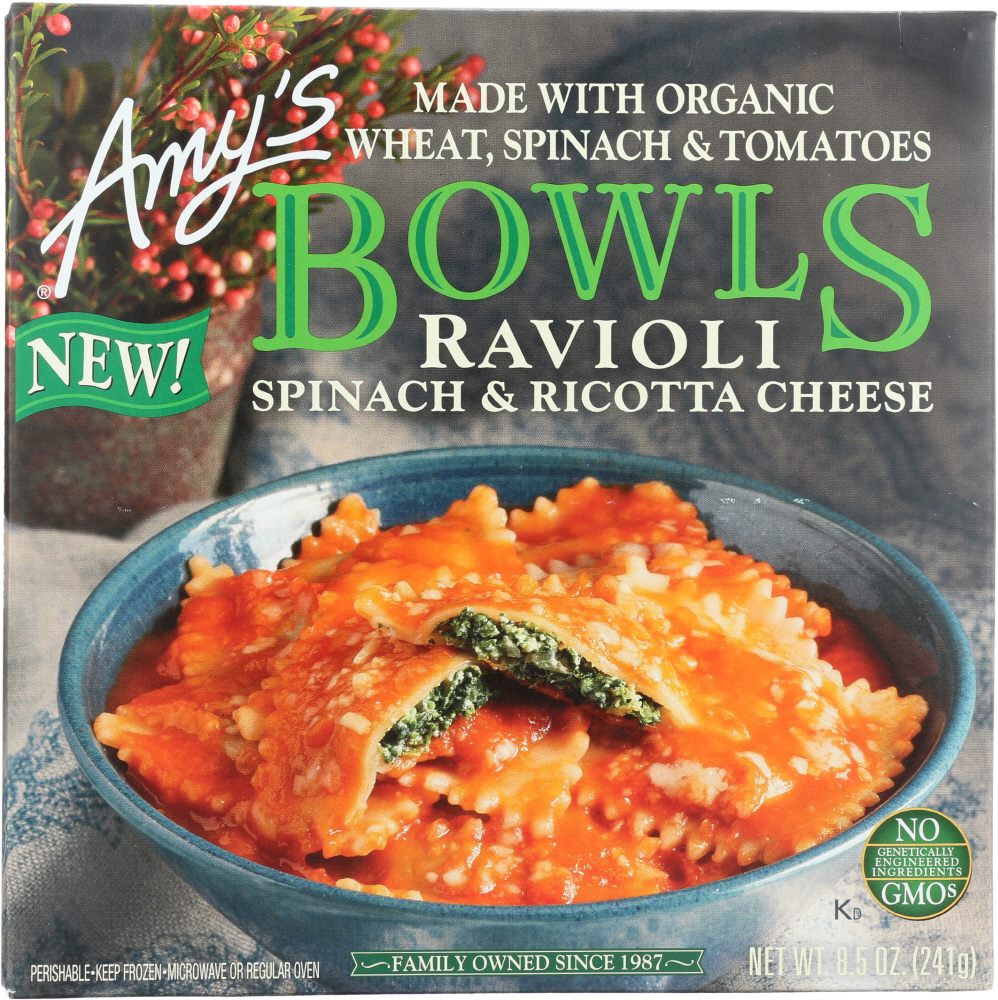 Picture of Amys KHFM00284303 8.5 oz Spinach & Ricotta Cheese Ravioli Bowl